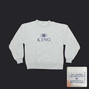 Vintage 90s Oversized King College Sweatshirt Womens L Heather Gray Boxy